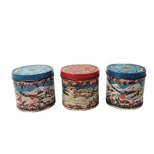 Vintage 1985 Fragrant Lillian Vernon Christmas Candles in Tin Lot of 3